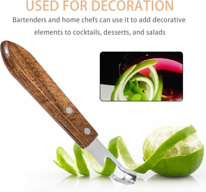 Rummo Channel Knife with Wooden Handle for Fruit and Vegetable, Tool for Decorating Cocktails, Desserts, and Salads - Image 4